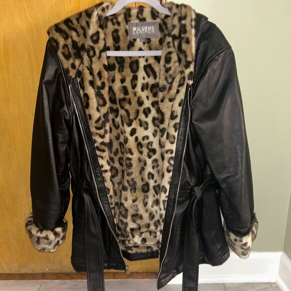 Wilsons Leather Leopard Print Women's Jacket - Picture 1 of 10